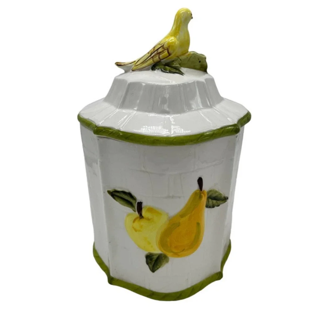 Lefton Bird Pear Jar Canister Vintage Hand‎ Painted Japan 8”